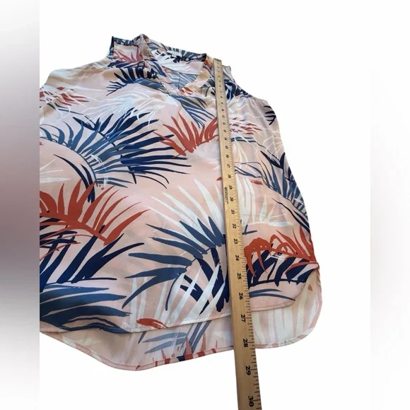 Laura Palm Leaf Sleeveless Pullover V Neck Top - Navy/Rust-Size 12 - Picture 2 of 7